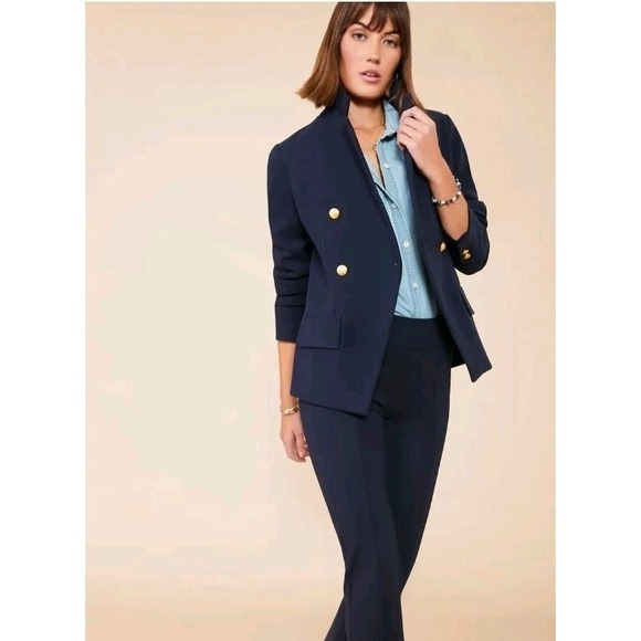 Spartina 449 Athena Blazer Slate Blue L Quiet Luxury Minimalist Cottagecore - Picture 3 of 11